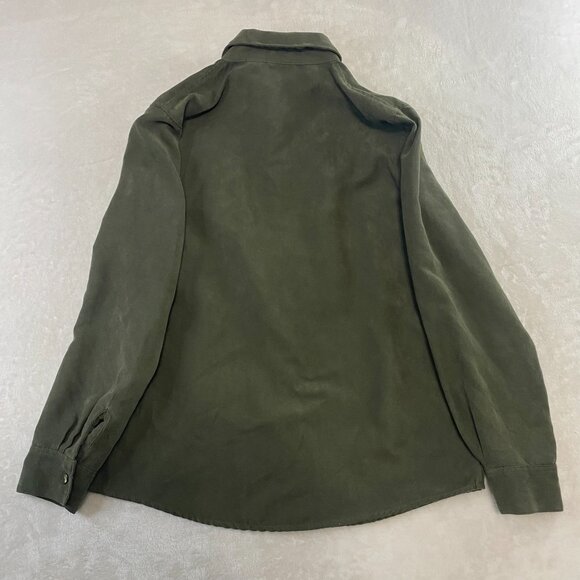 Sonoma Suede Button Up Shirt Olive Army Green Size PM - Picture 6 of 9